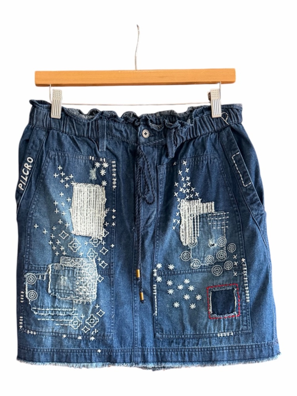 ANTHROPOLOGIE PILCRO Patchwork Denim Mini Skirt M - Picture 4 of 16